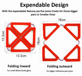 EZYHOME 3Pcs Silicone Trivet Mat Expandable Hot Pot Holder with Stainless Steel Frame for Home Kitchen Heat Resistant Insulated Hot Pads Coasters Table Dish Mat Tableware Placemat